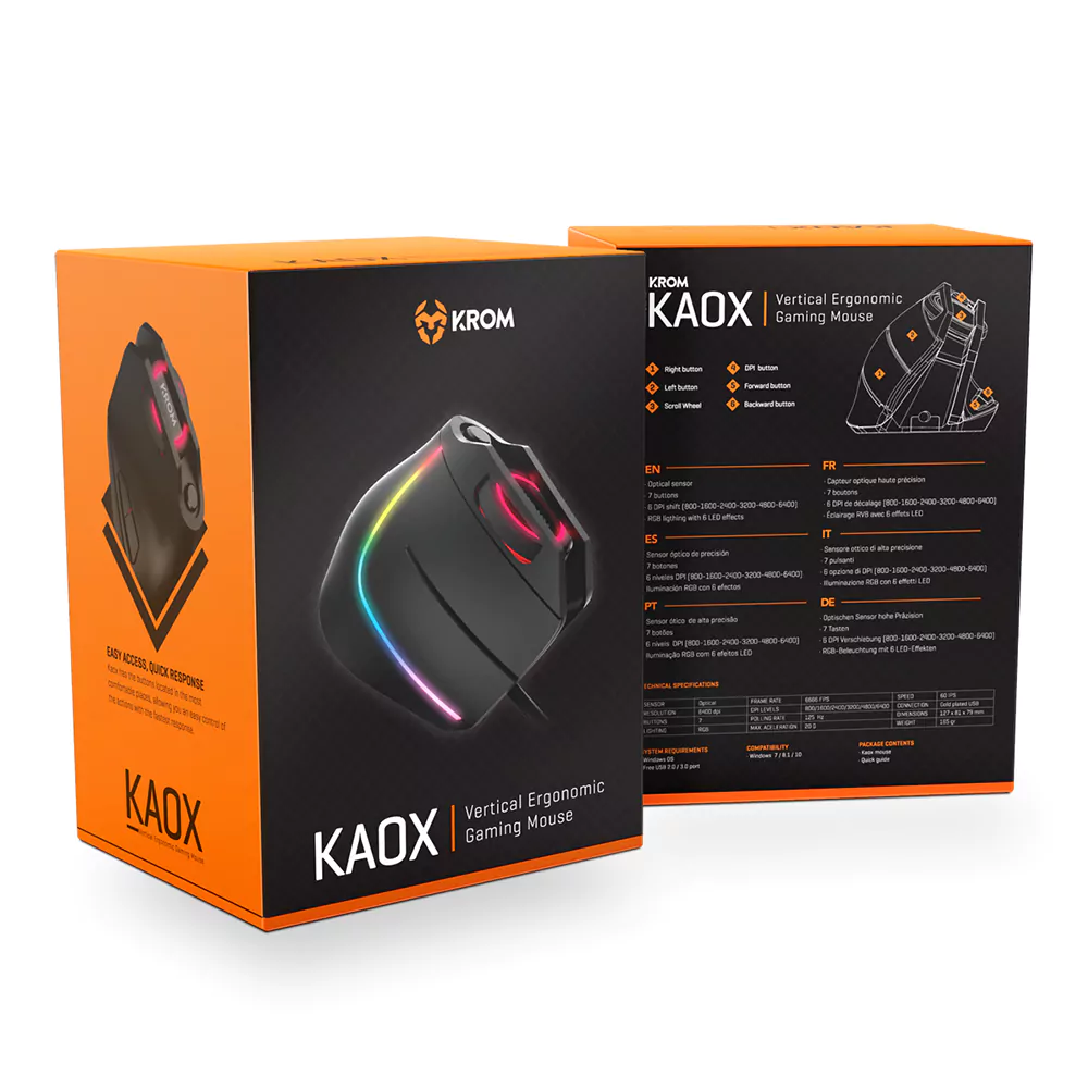 Rato Vertical Krom Kaox Gaming RGB - 4