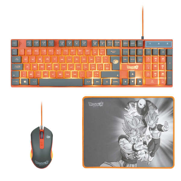 FR-TEC Set de Teclado, Rato e Tapete para Rato Dragon Ball Super - Várias Cores - 1