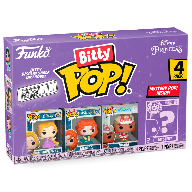 Funko Pack 4 Bitty Pop Disney Rapunzel, Mérida, Moana e Mistério - 1