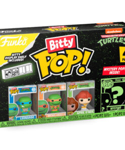 Funko Pack 4 Bitty Pop TMNT Leonardo, Michael Ângelo, April O'Niel e Mistério